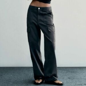 Zara Dark Gray Women's Wide Leg Cargo Pants
